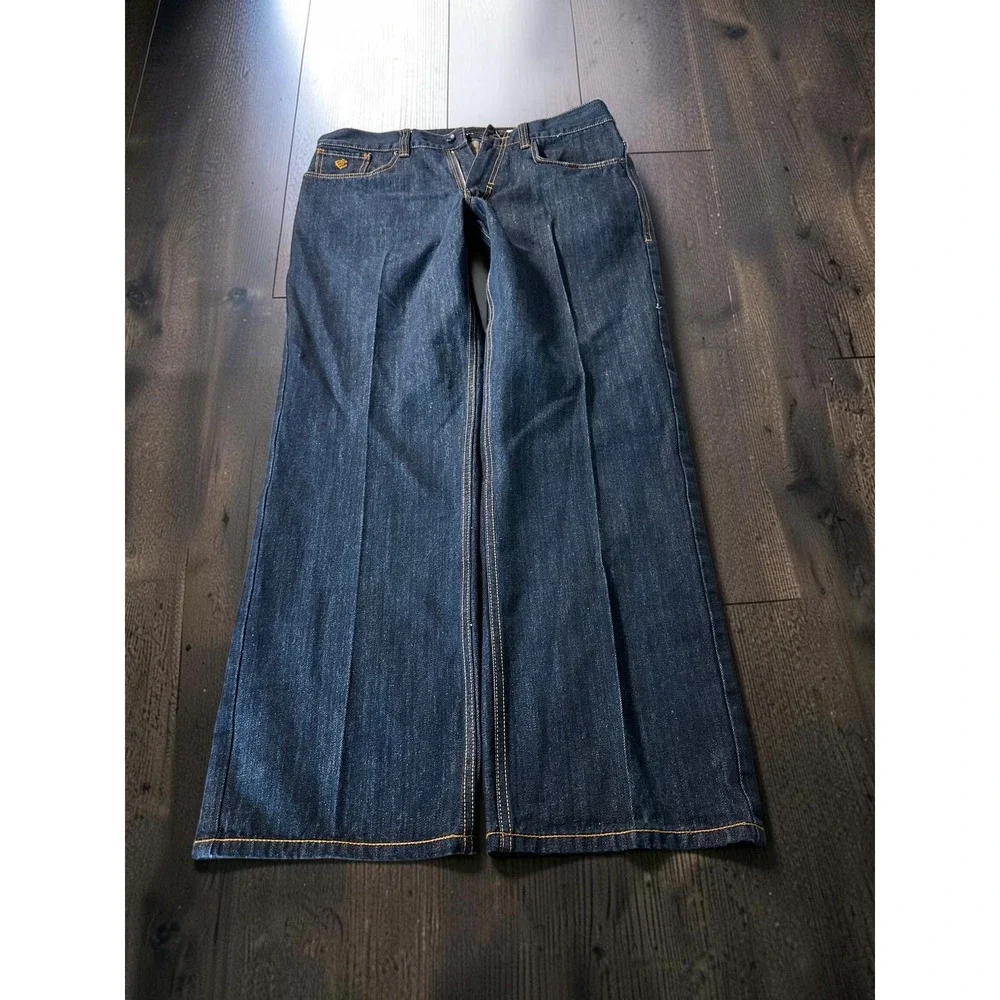 Rocawear Original Fit Jeans Mens 36x32 Blue Baggy WideLeg Embroidered Y2K HipHop